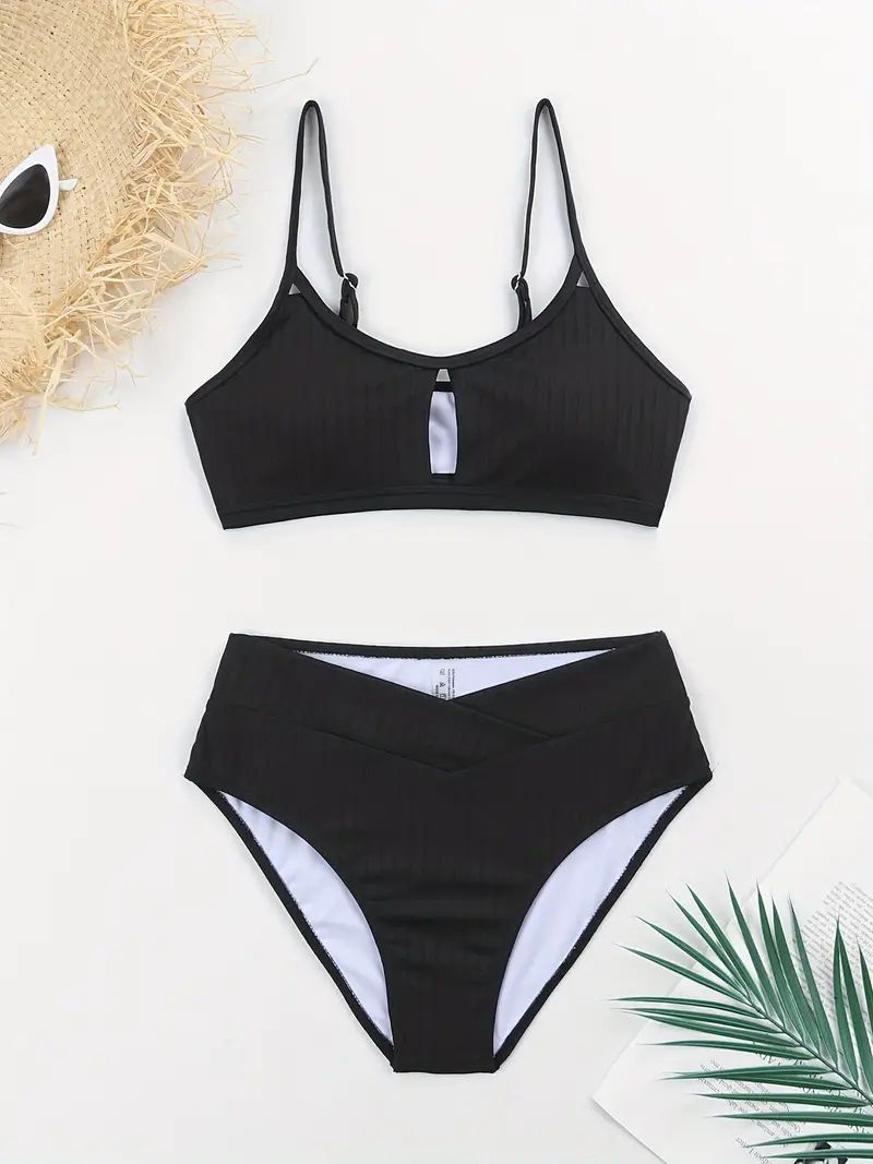 Chic Comfort Swimwear: Elegant V-Neck Strapless Bikini Set in Solid Color, Stretchable & Durable ... | Temu Affiliate Program
