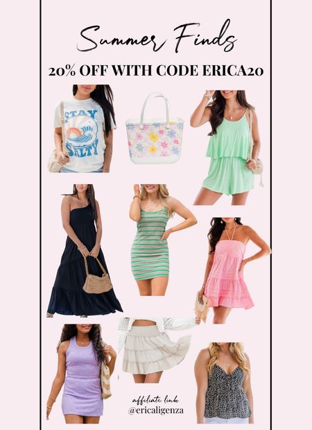 Summer finds - get 20% off with code ERICA20! 

Summer graphic tee // waterproof tote bag // ruffled romper // halter dress // tank dress // maxi dress // matching set // ruffled skirt // patterned cami 

#LTKfindsunder50 #LTKSeasonal #LTKstyletip