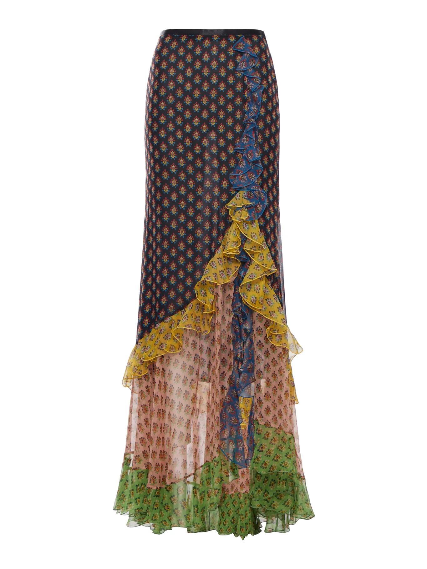 LONG PATCHWORK SILK SKIRT WITH RUFFLES - Etro - Woman | Suitnegozi INT