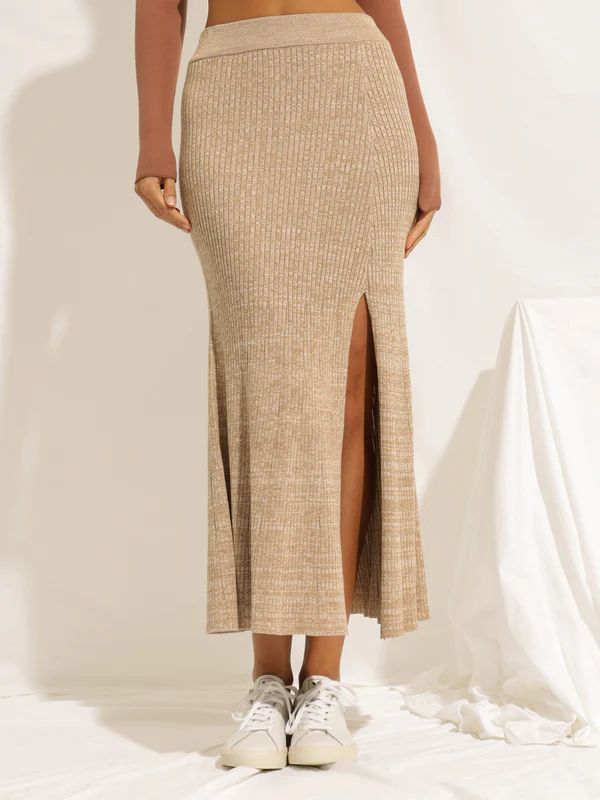 Paige Knit Skirt in Oat | Glue Store (Australia & NZ)