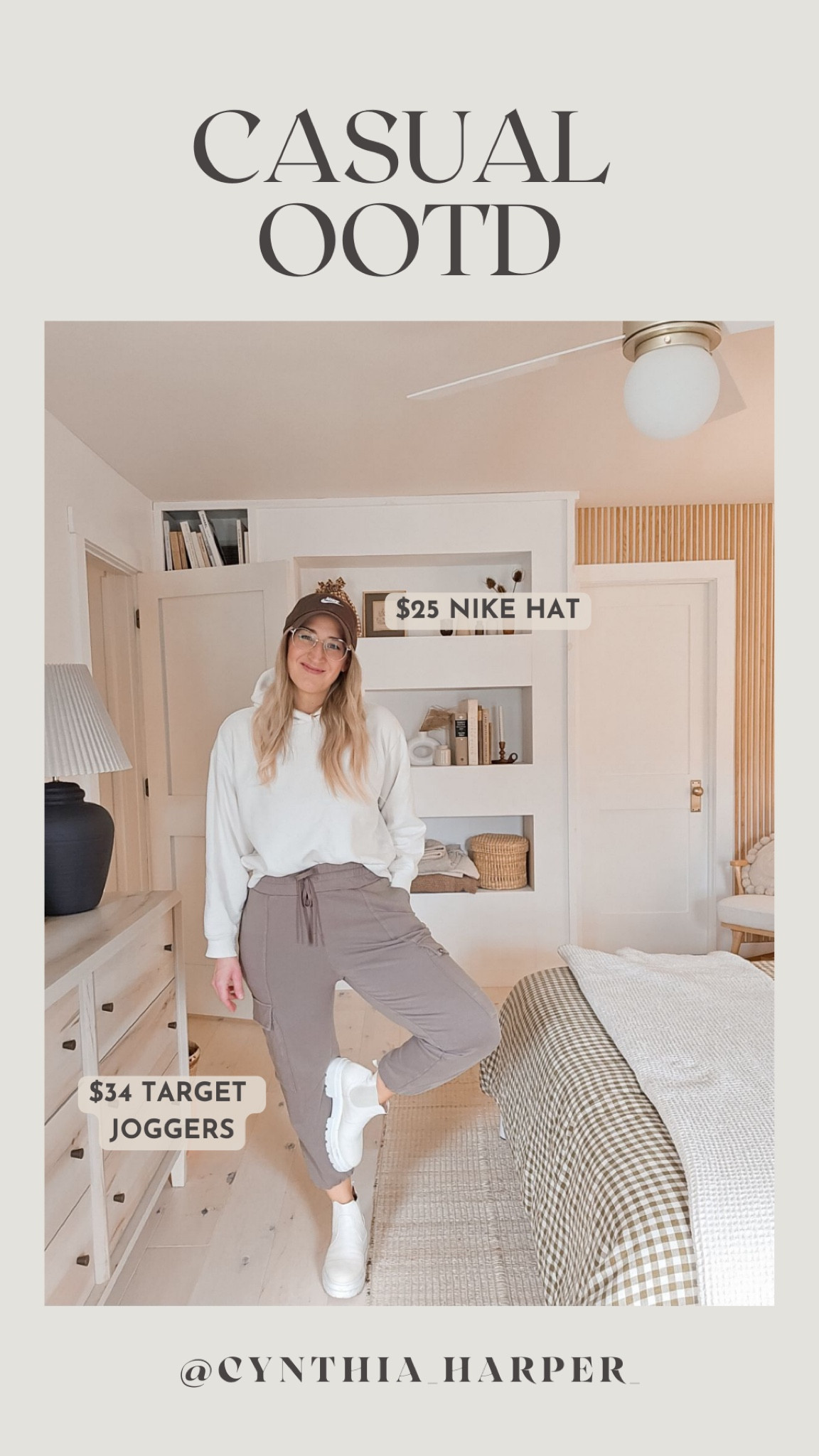 Casual OOTD! New Nike brown hat & cute Target joggers! 