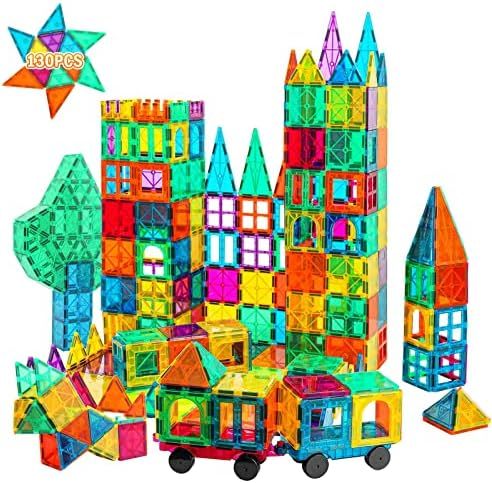 BMAG 130PCS Magnetic Tiles Building Blocks, 3D Magnet Blocks Construction Playboards for Kids Tod... | Amazon (US)