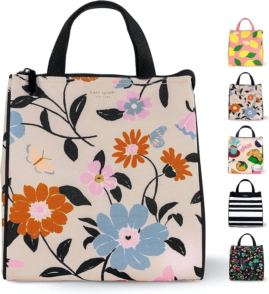 Kate Spade New York Cute Lunch Bag for Women, Large Capacity Lunch Tote, Adult Lunch Box with Sil... | Amazon (US)