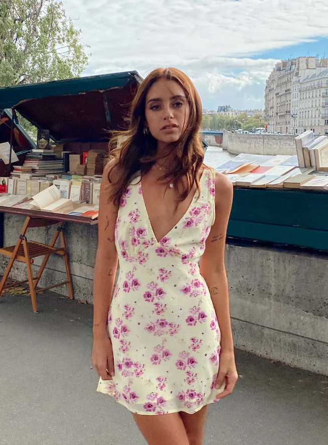 Nellie Mini Dress Yellow Floral | Princess Polly AU