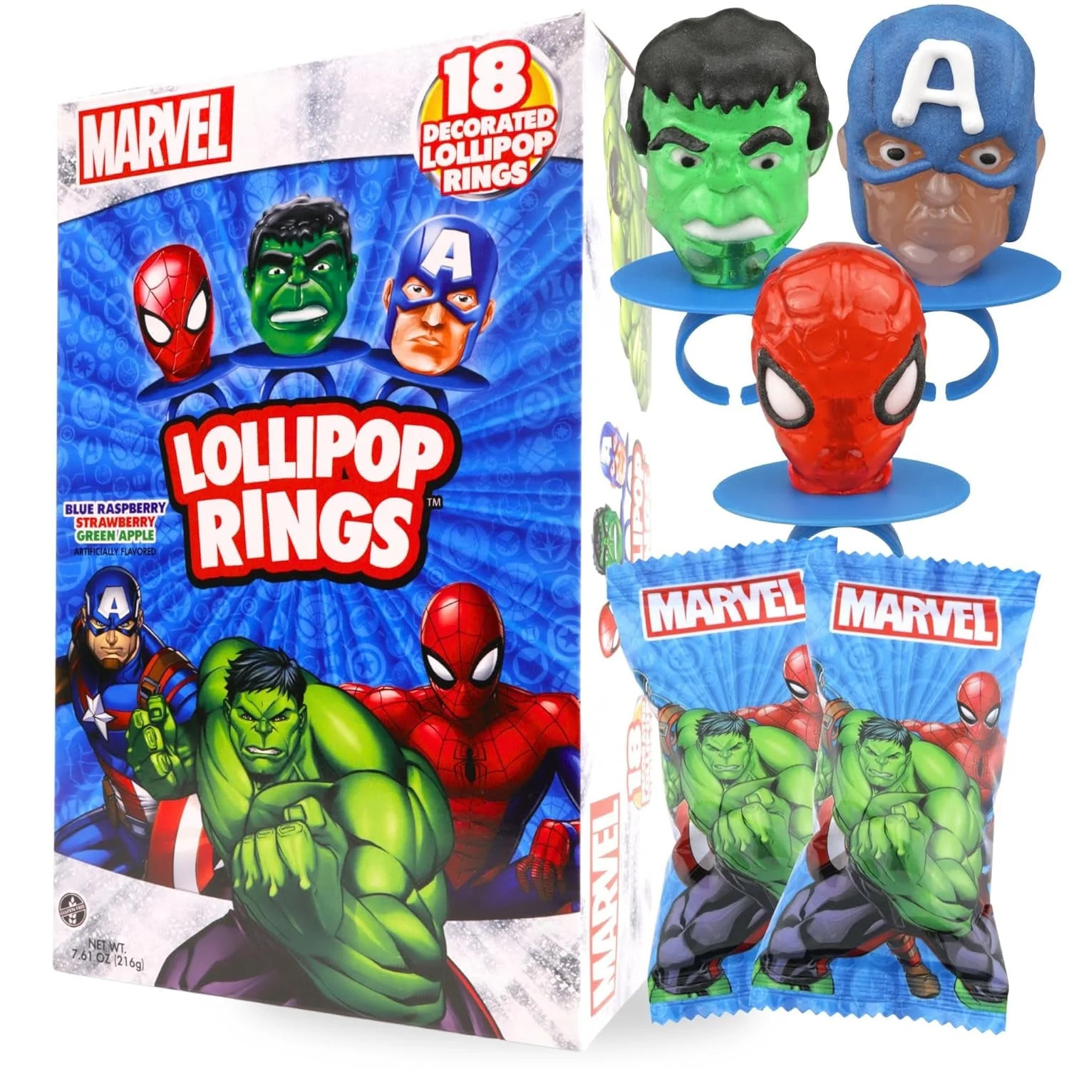 Marvel Lollipop Rings, Birthday Party Favor Candy, 18 Count Suckers, 7.61 Ounce Box | Walmart (US)