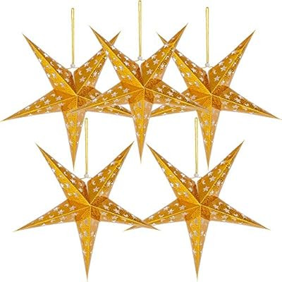 5 Packs 20” Paper Star Lantern Lampshade Hanging Christmas Xmas Day Decoration for LED Light We... | Amazon (US)