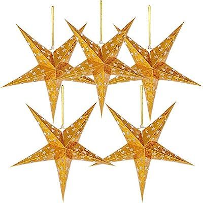 5 Packs 20” Paper Star Lantern Lampshade Hanging Christmas Xmas Day Decoration for LED Light We... | Amazon (US)