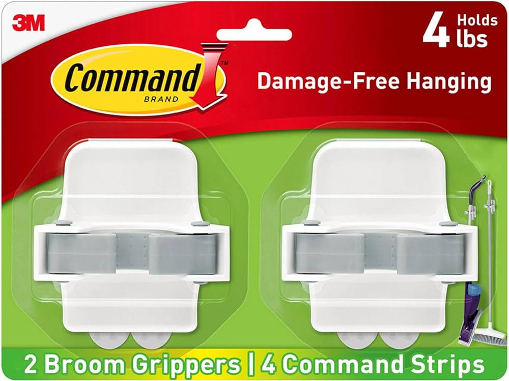 Command Broom and Mop Grippers, 2 Hangers and 4 Command Strips, Damage Free Hanging Wall Mount Br... | Amazon (US)