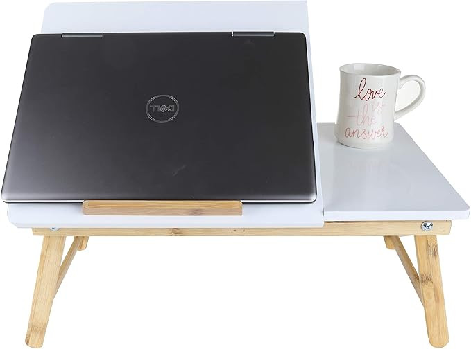 Mind Reader Bamboo Lap [Tilting Top With Side Drawer] Breakfast Tray for Bed, Computer Laptop Des... | Amazon (US)