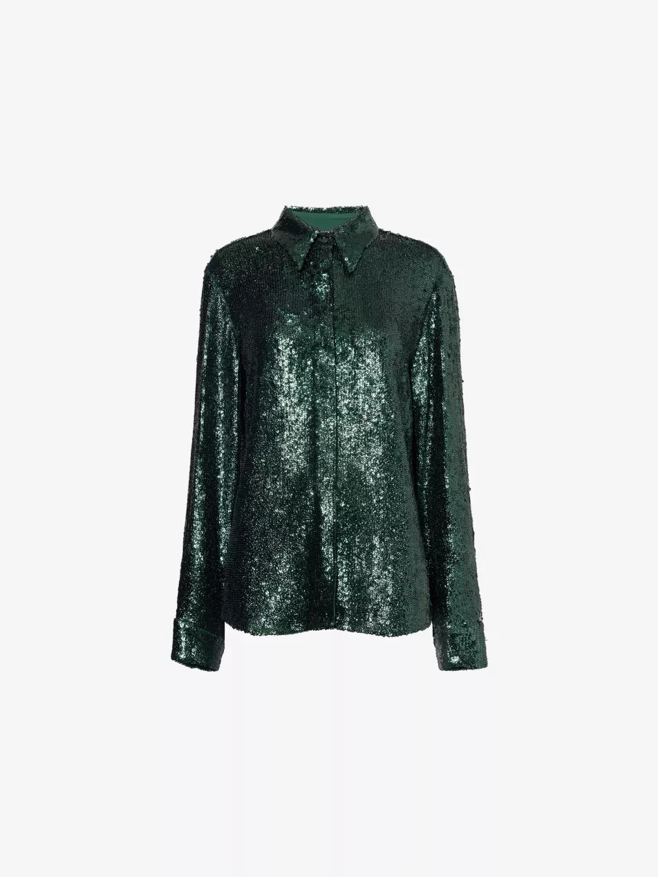 Sequin-Embellished Long-Sleeves Woven Shirt | Selfridges