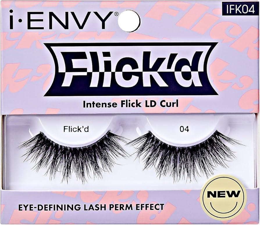 i-ENVY False Lashes Flick'd D-Curl Strip Lashes Volume Bouncy Natural Clear Band Cat Eye Dramatic... | Amazon (US)