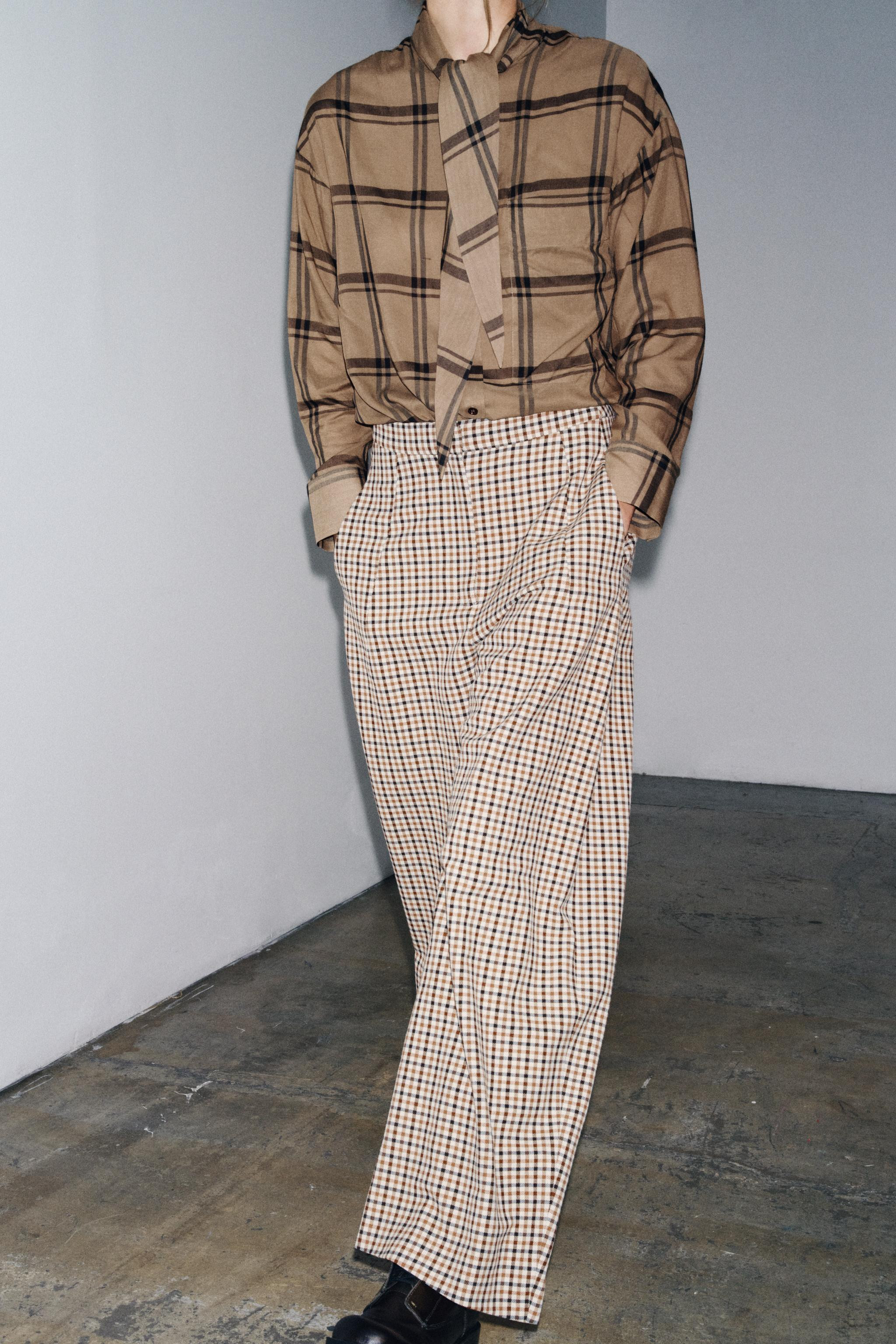 PLAID SCARF COLLAR SHIRT ZW COLLECTION | Zara US