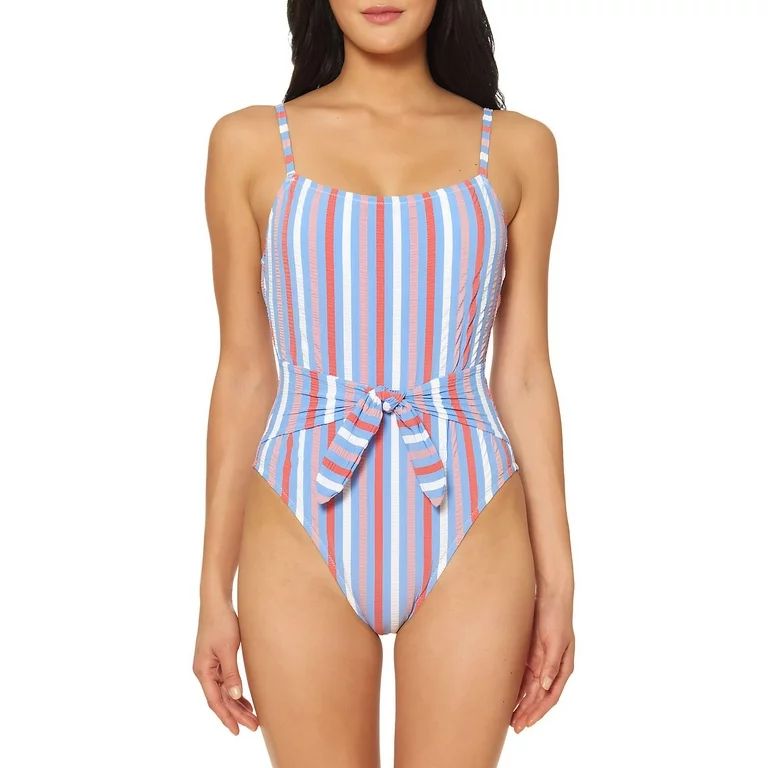 Jessica Simpson Miami Stripe Tie-Waist 1pc. Swimsuit - Walmart.com | Walmart (US)
