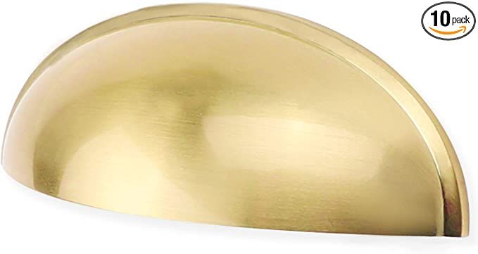 10 Pack Light Brass Bin Cup Pulls Light Brushed Gold Cabinet Pulls - LS0313BB76 Gold Cup Drawer P... | Amazon (US)
