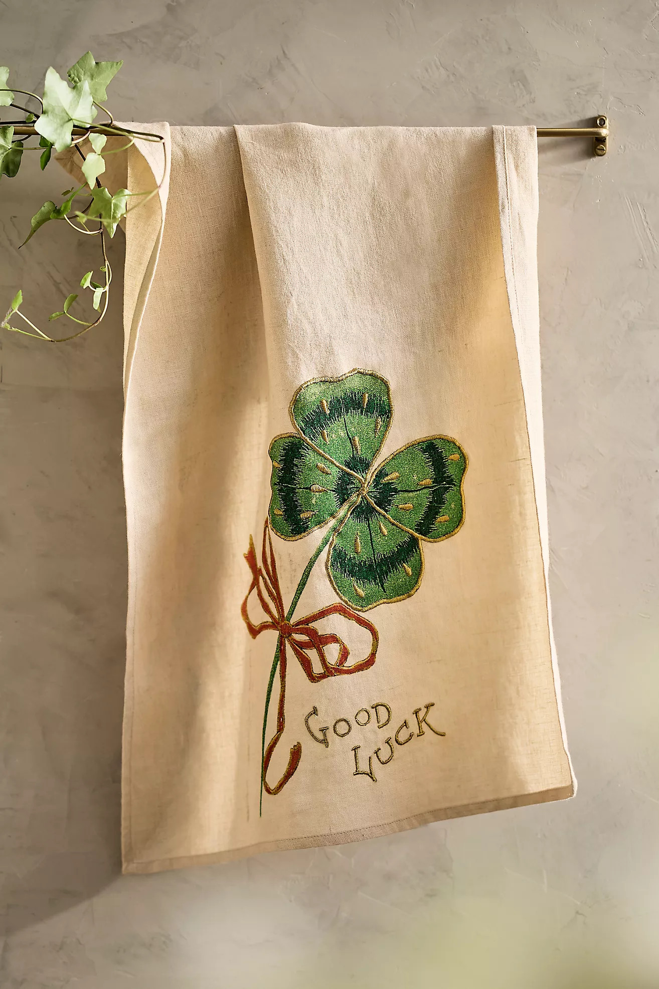 Lucky Shamrock Linen Dish Towel