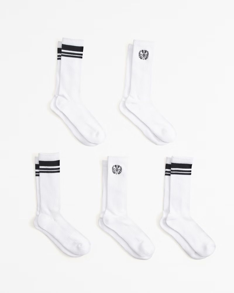 5-Pack Athletic Crew Socks | Abercrombie & Fitch (US)