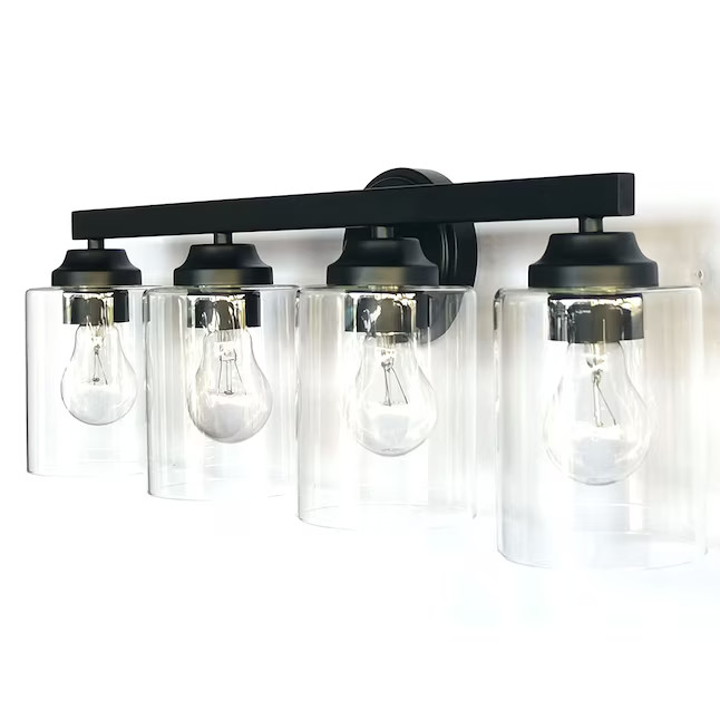 allen + roth Emeryson 24.5-in 4-Light Matte Black Transitional Vanity Light | Lowe's