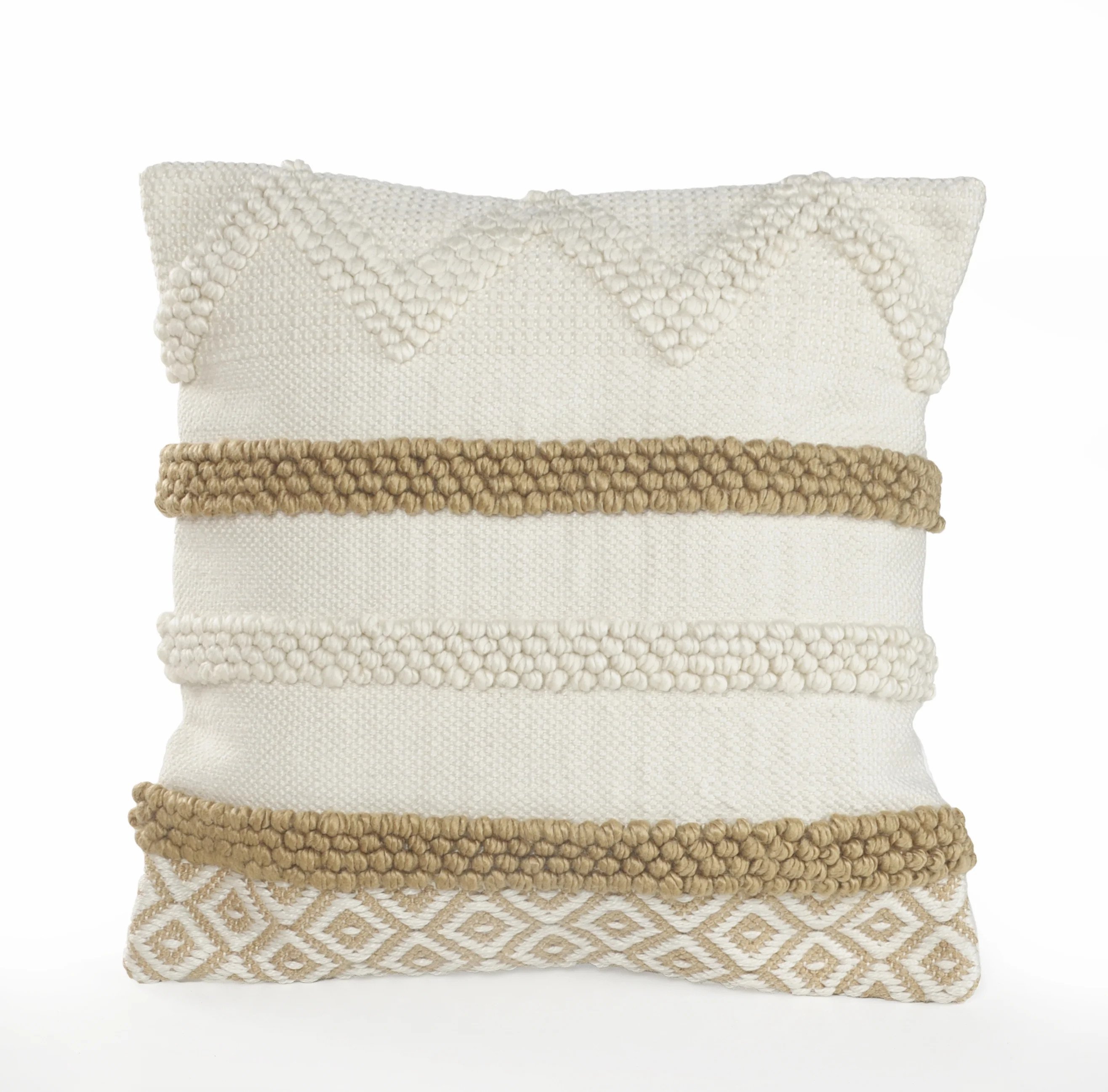 Ox Bay Neutral Textured Color Block Striped Throw Pillow - Beige / White 20" x 20" | Walmart (US)