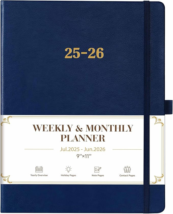 Planner 2025-2026 - Academic Planner 2025-2026, Leather Planner Weekly and Monthly, 9"x11", July ... | Amazon (US)