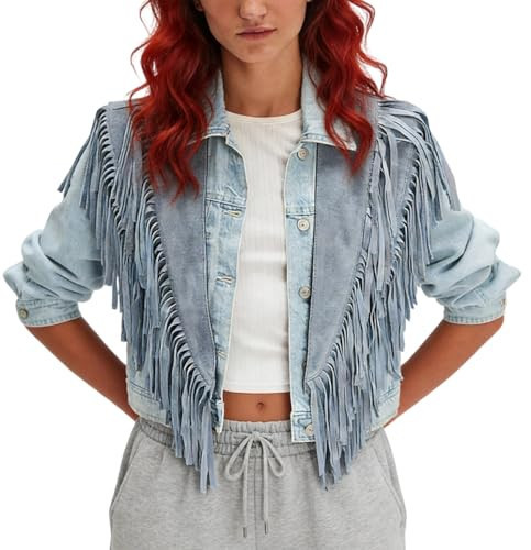Women Studded Suede Collar Shawl Scarf Wrap Western Fringe Vest Boho Hippie Cowgirl Outfits (Blue, One Size) | Amazon (US)