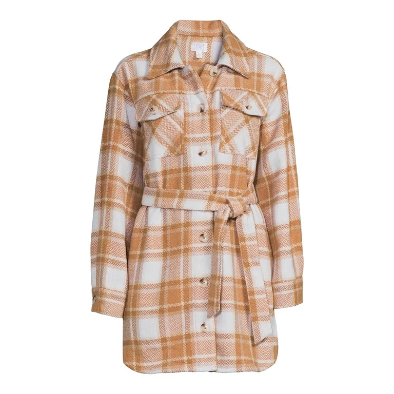 Time and Tru Women’s Belted Shacket Coat - Walmart.com | Walmart (US)
