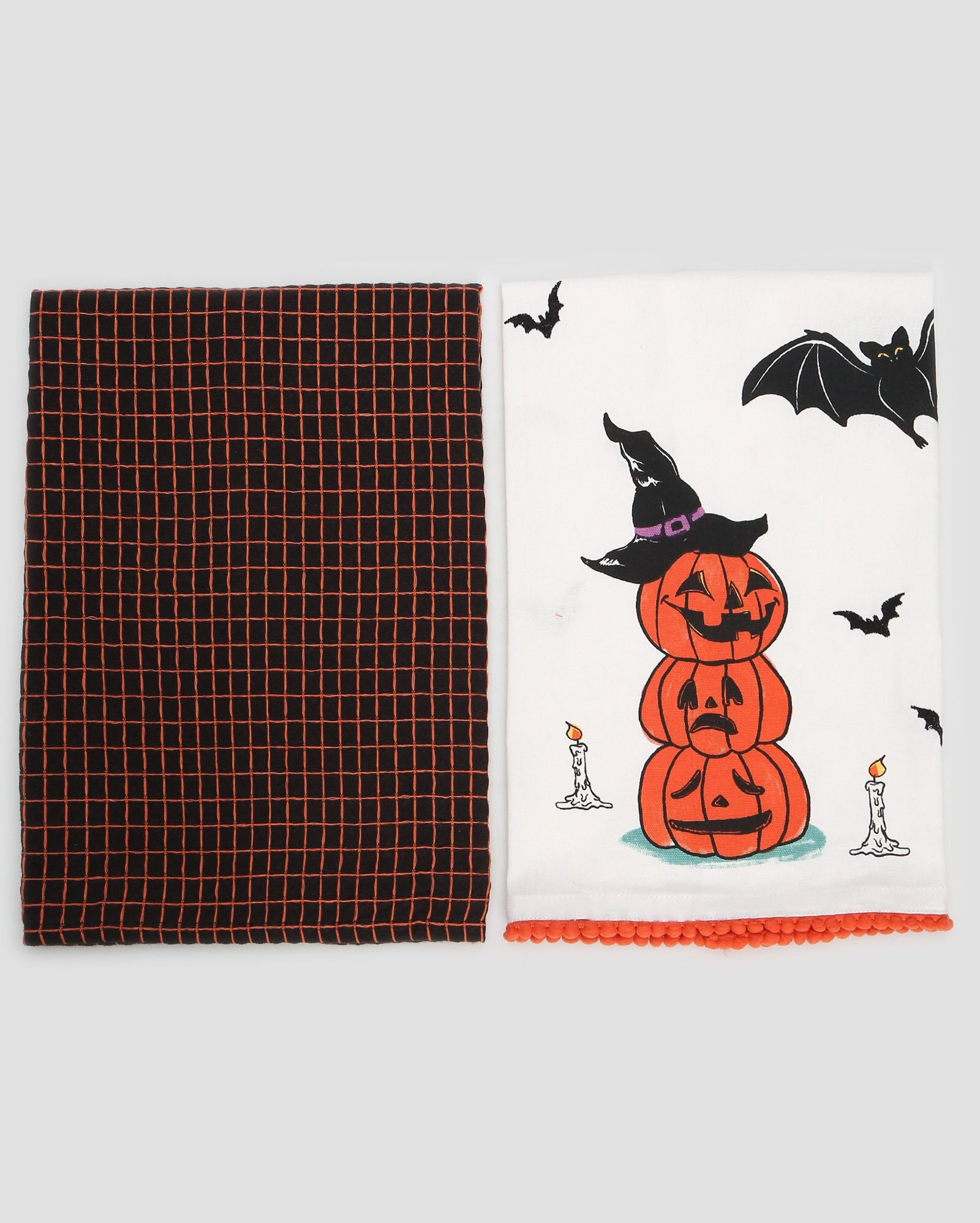 Kit pano de copa 2 peças abóbora halloween quadriculada multicor | Casa Riachuelo | Riachuelo (BR)