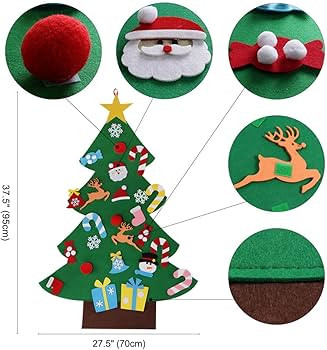 AerWo DIY Felt Christmas Tree Set + 26pcs Detachable Ornaments, Kids Wall Hanging Xmas Gifts for ... | Amazon (US)