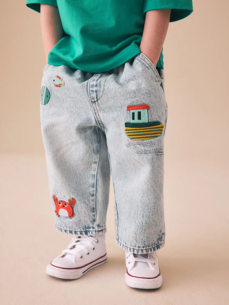 Bleach Denim Boat Wide Fit Barrel Jeans (3mths-7yrs) | Next US