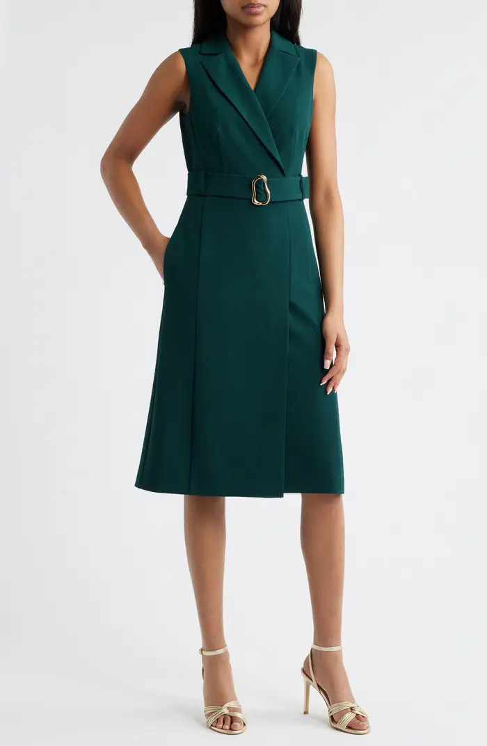 Sleeveless Scuba Crepe Wrap Front Shirtdress | Nordstrom