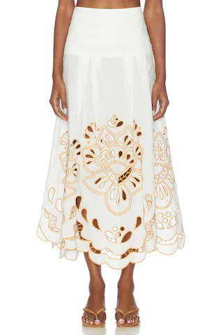 FARM Rio Skirt in Tropi Embroidery Off-white from Revolve.com | Revolve Clothing (Global)