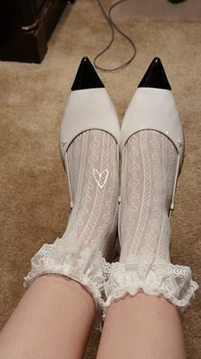 Chanel White Patent Leather CC Slingback Pointed Kitten Heel EU 40 | eBay US