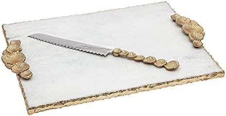 White Marble Challah Board Platter Tray by Godinger with Gold Trim | Amazon (US)