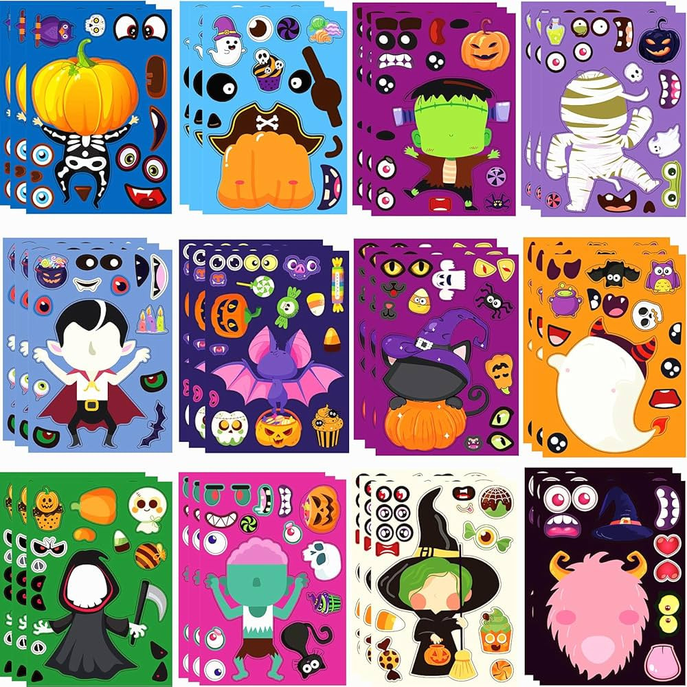 36 Sheets Halloween Stickers for Kids, Halloween Crafts Make Your Own DIY Stickers for Games Gift... | Amazon (US)