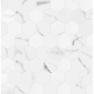 Satori Statuario 12-in x 12-in Polished Porcelain Hexagon Marble Look Floor and Wall Tile | Lowe's