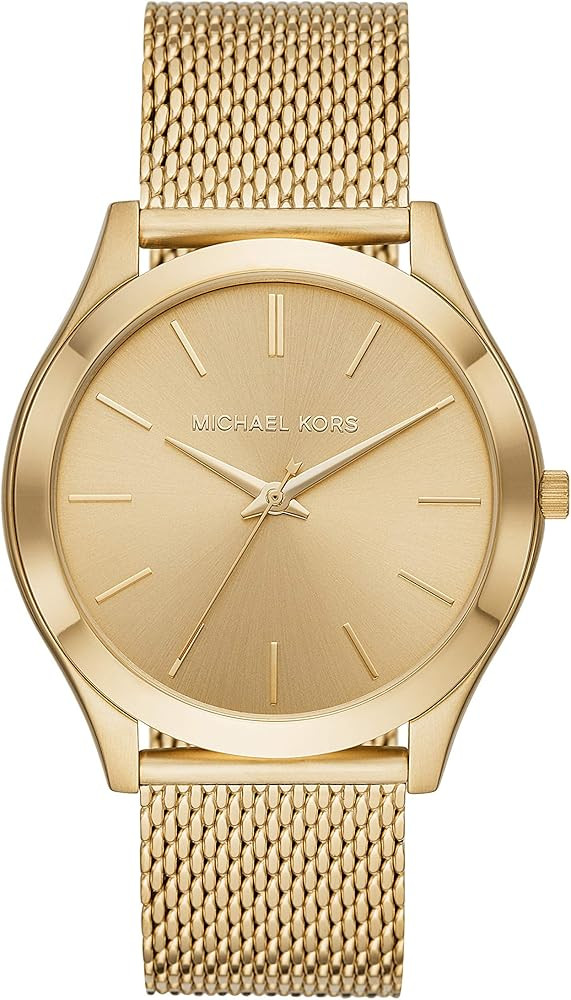 Michael Kors Men's Slim Runway Three-Hand Gold-Tone Stainless Steel Mesh Band Watch (Model: MK862... | Amazon (US)