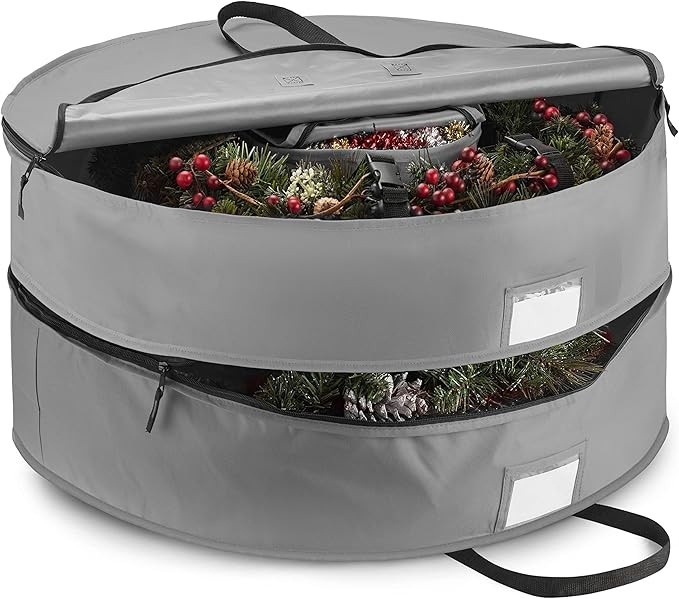 Double Premium Christmas Wreath Storage Bag 30”, With Compartment Organizers For Christmas Garl... | Amazon (US)