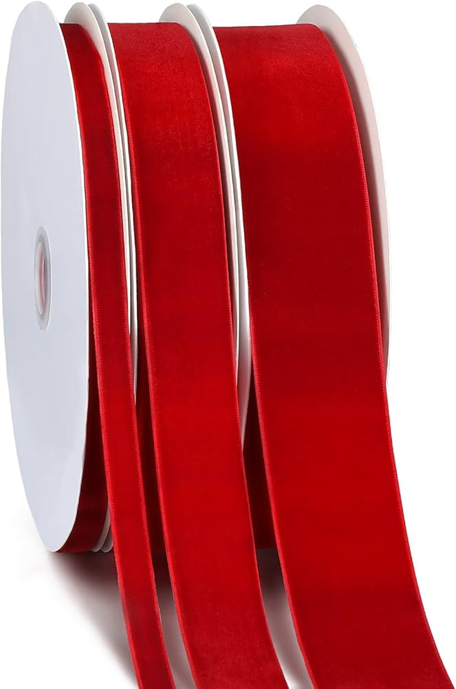 75 Yards/ 3 Rolls Vintage Velvet Ribbon Christmas Velvet Ribbons Velvet Ribbon Rolls for Christma... | Amazon (US)
