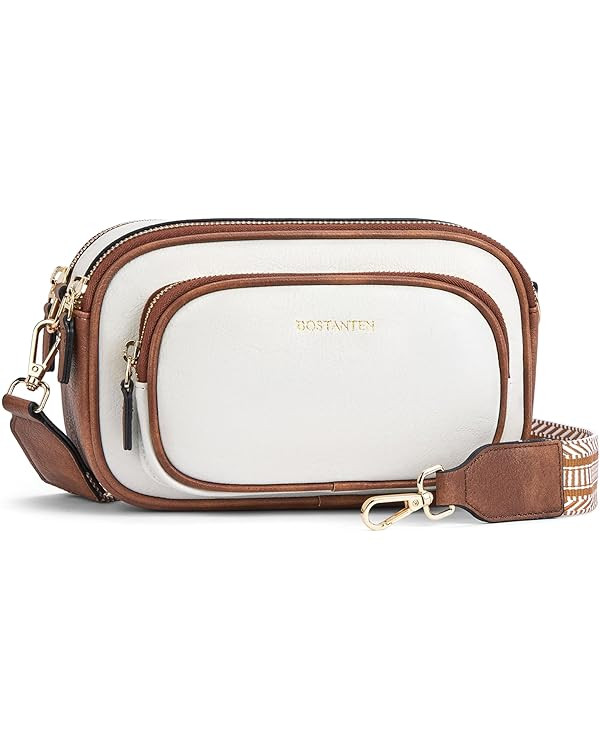 BOSTANTEN Crossbody Bags for Women Vegan Leather Purse Shoulder Handbags with Wide Strap | Amazon (US)