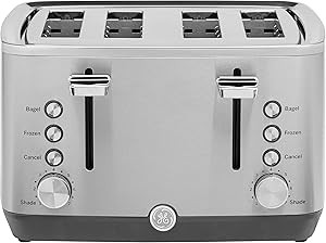GE Stainless Steel Toaster | 4 Slice | Extra Wide Slots for Toasting Bagels, Breads, Waffles & Mo... | Amazon (US)