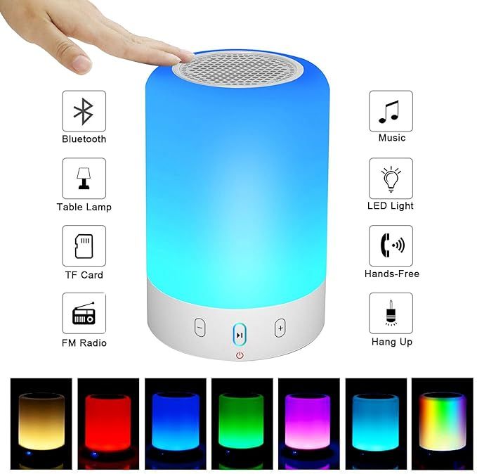 Night Light Bluetooth Speaker, Portable Wireless Bluetooth Speaker, 6 Color LED Themes Bedside Ta... | Amazon (US)