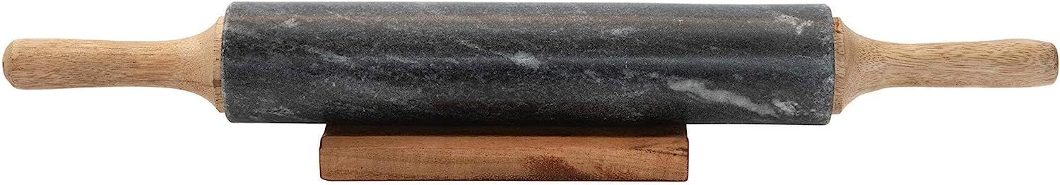 Bloomingville Marble Wood Holder, Black & Natural Rolling Pin, 17.5" | Amazon (US)