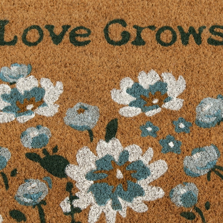 Home Decor Collection Blue Floral Loves Grows Here Outdoor Doormat, 18"x30" | Walmart (US)