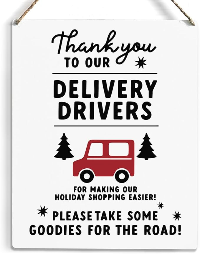 Rustic Delivery Driver Sign, Thank You Gifts Delivery Driver Snack Sign Wood Wall Hanging Sign, F... | Amazon (US)