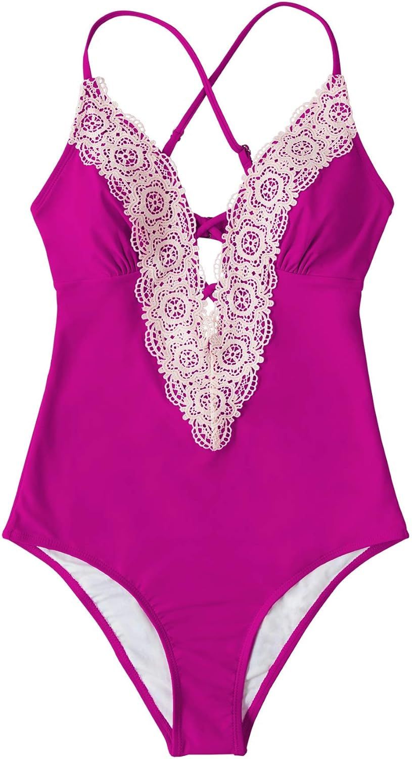 CUPSHE Women's Ladies Vintage Lace Bikini Sets Beach Swimwear Bathing Suit | Amazon (US)