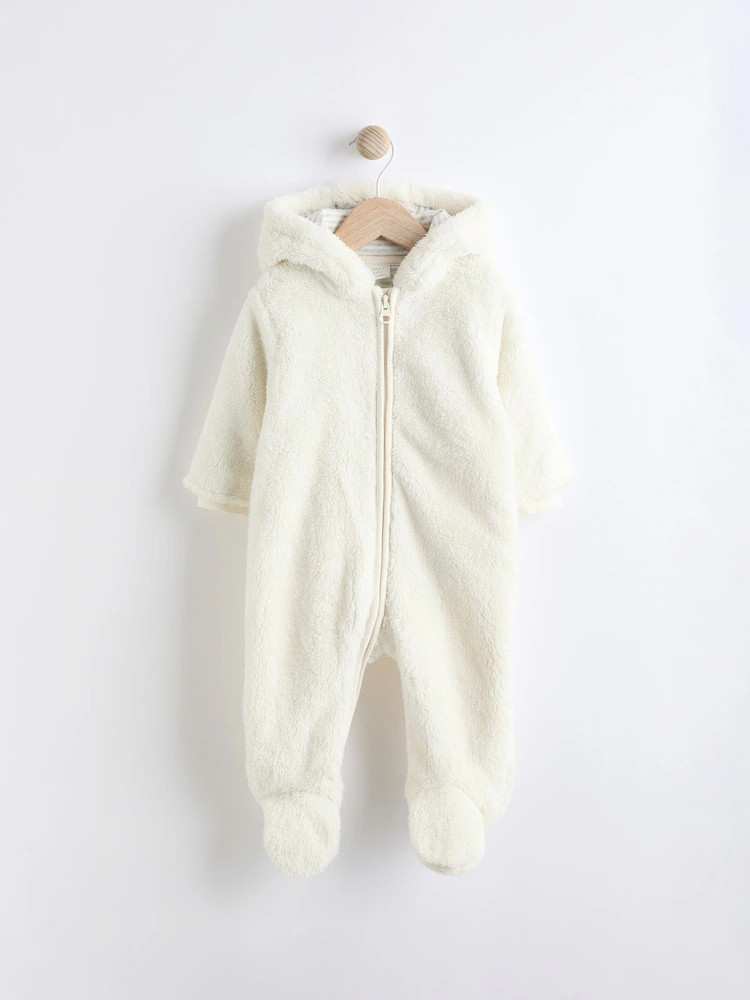 Ecru Baby Cosy Fleece Hooded All-In-One (0mths-2yrs) | Next US