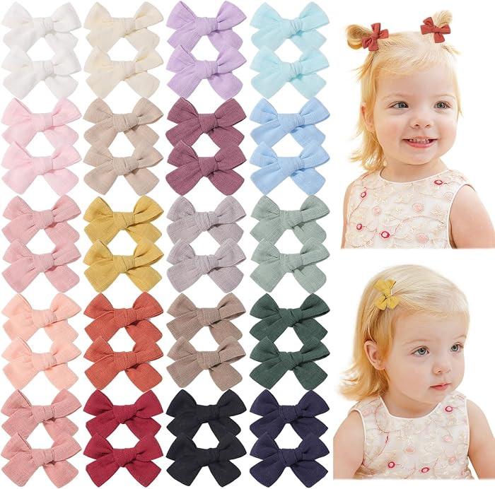 Mini Lined Hair Clips Bows for Babies, Infants, Toddlers, Girls and Teens - 40pcs 2" Tiny Barrett... | Amazon (US)