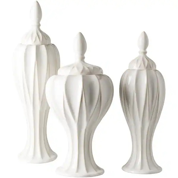 Artistic Weavers Adrastos White Modern Ceramic Decorative Jar (Set of 3) | Bed Bath & Beyond
