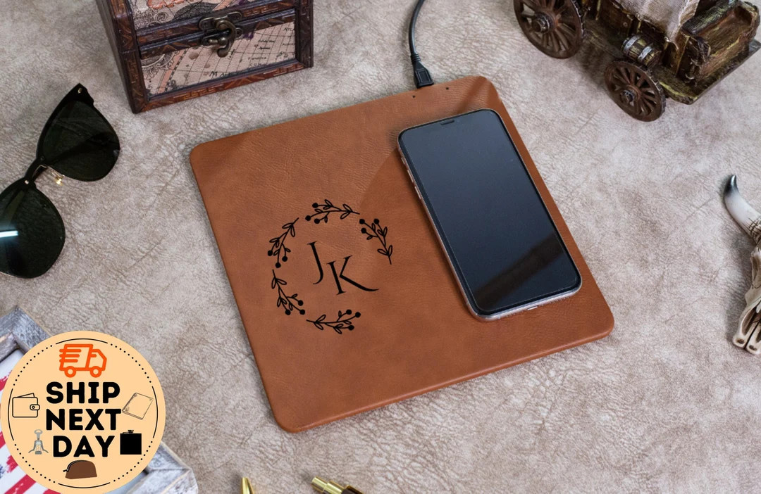 Custom Leather Charging Mat personalized Phone Charger - Etsy | Etsy (US)