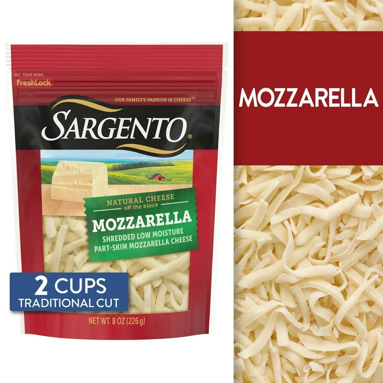 Sargento\u00ae Shredded Mozzarella Natural Cheese, Traditional Cut, 8 oz. | Walmart (US)
