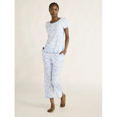 Joyspun Women s Sleep Tee and Pants Pajama Set 2-Piece Sizes XS-3X | Walmart (US)